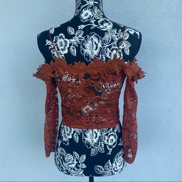 PaperMoon Burnt Orange Crop with Sleeves - Picture 6 of 13